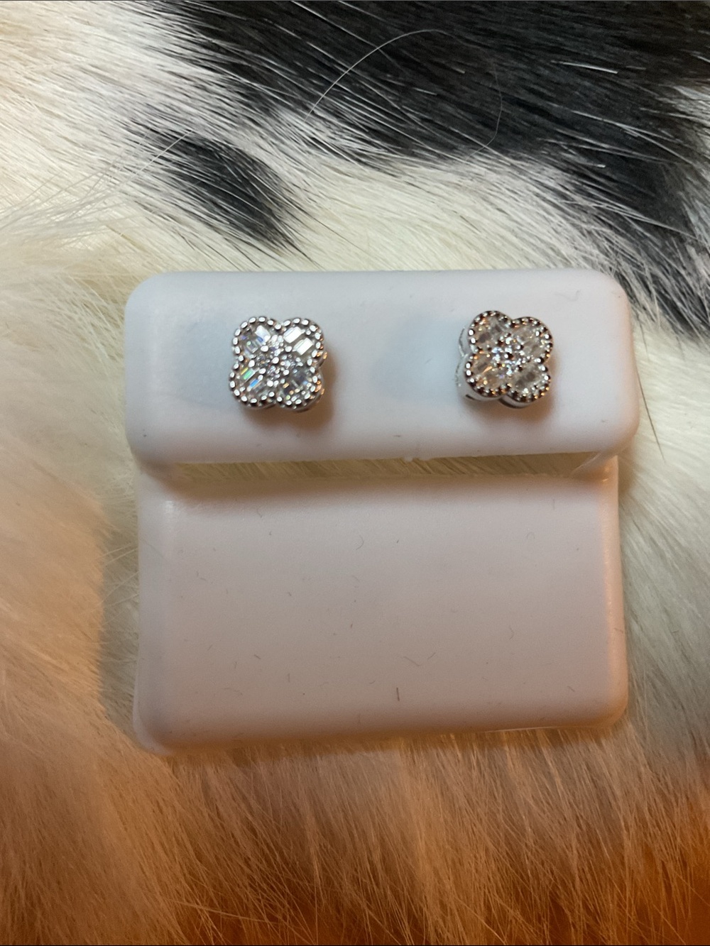 Genuine Moissanite Small Clover 9.25 Silver Stud Earrings